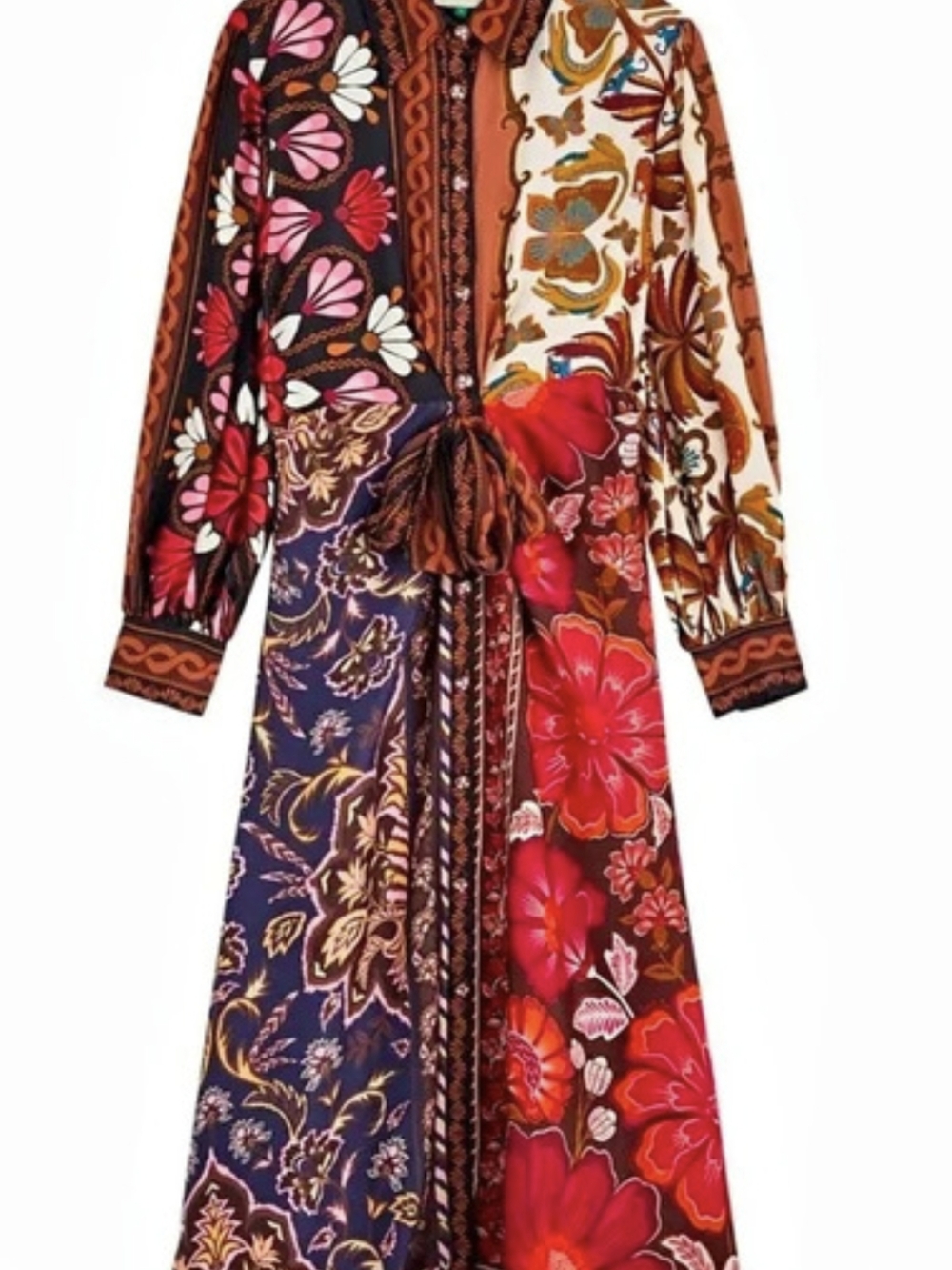 Farm Rio Miranda Mixed Printed Button Front Midi Dress - Picture 5 of 10